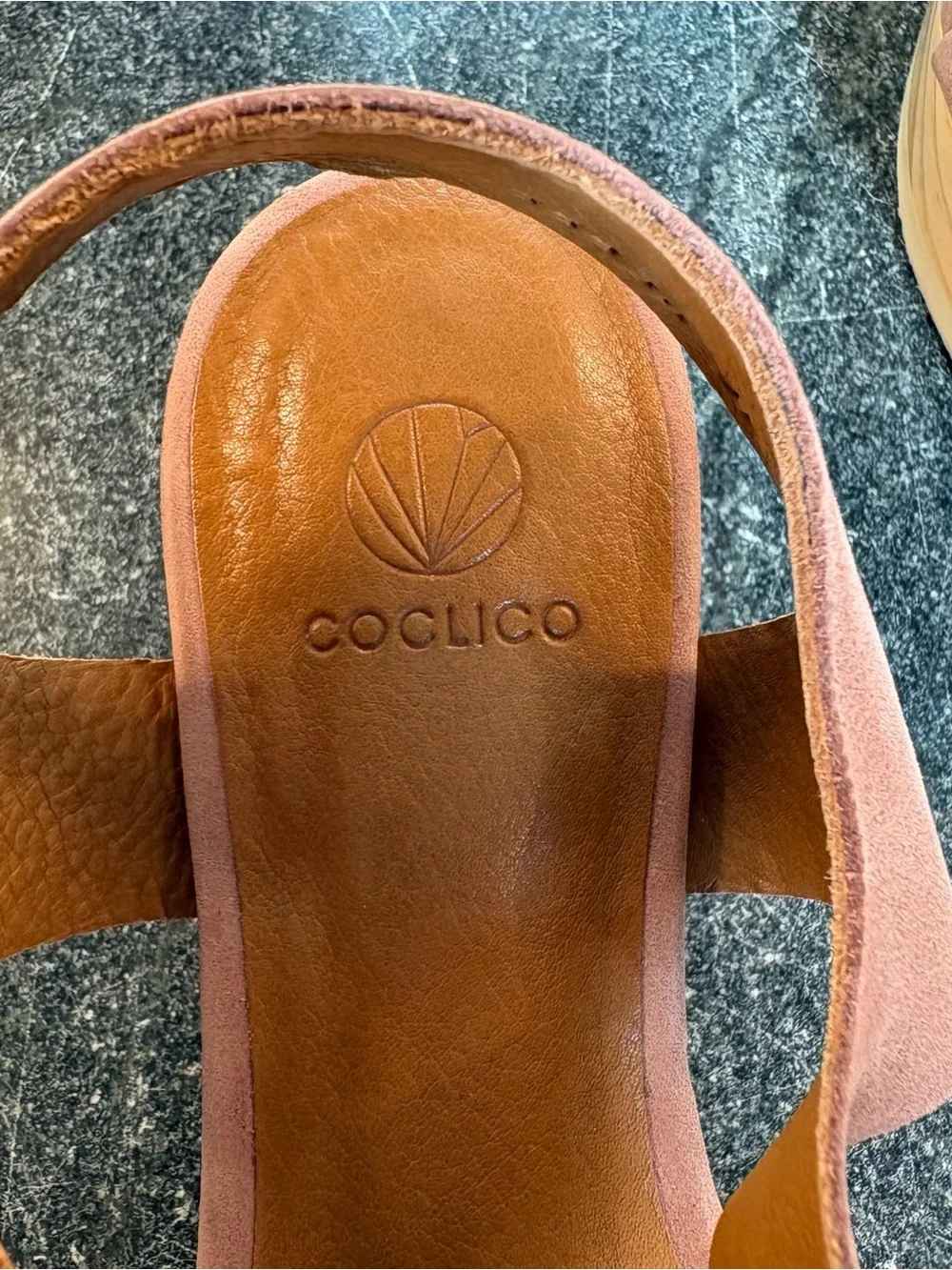 COCLICO Dusty Rose Platform Sandal with Wood-Look Wedge